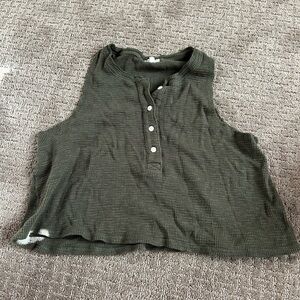 Aerie Green Sleeveless Polo Crop Tank